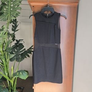 City Triangles Black Sheath Mini Dress Asymmetrical Mesh Cut Outs Size 7